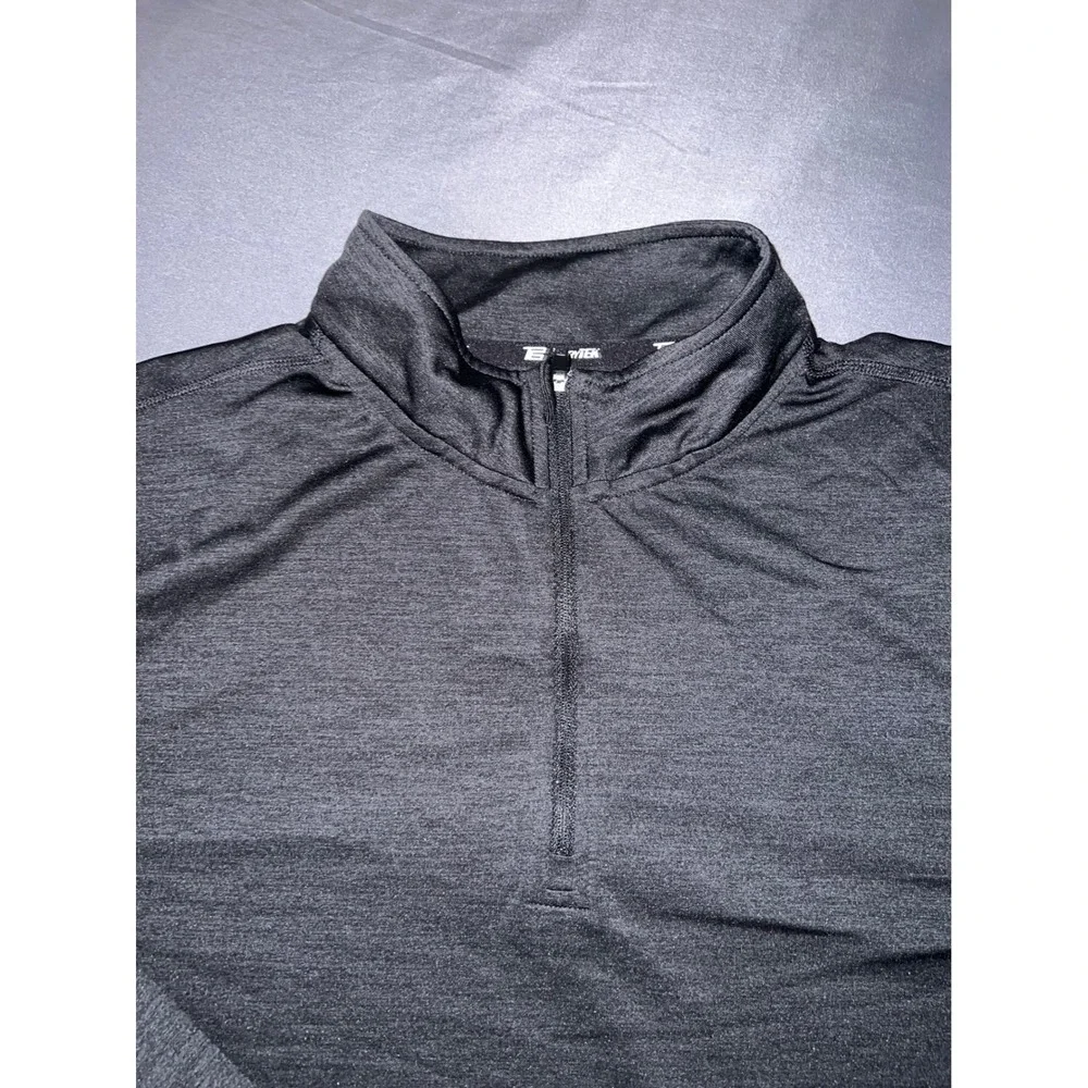 Tek Gear DryTek Mens Quarter Zip Pullover Black Heather Performance Shirt Large